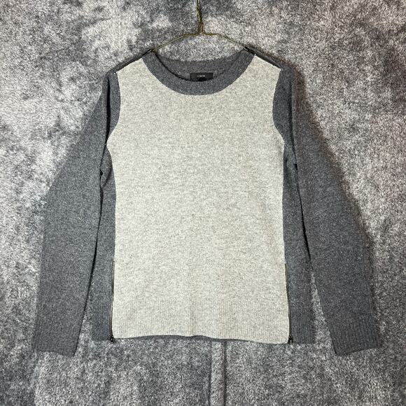 J Crew Sweater Mens Small Gray Crewneck Pullover 100% Wool Tight Knit Preppy - Picture 1 of 7